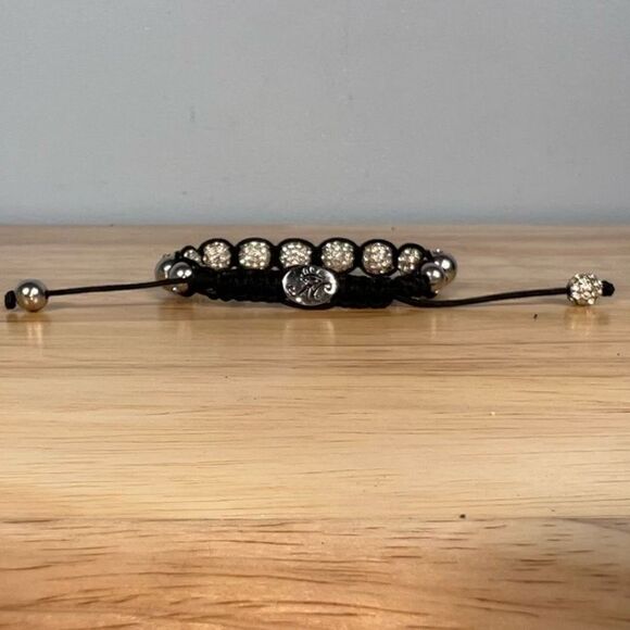 Black Macrame “Eye of Horus” Knotted Shamballa Crystal Ball Bead Bracelet - Picture 1 of 7